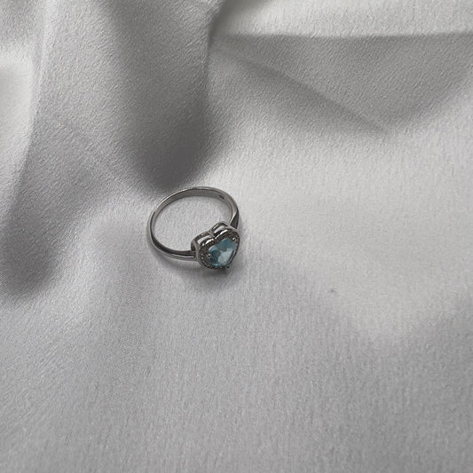 Anello cuore acquamarina argento 925