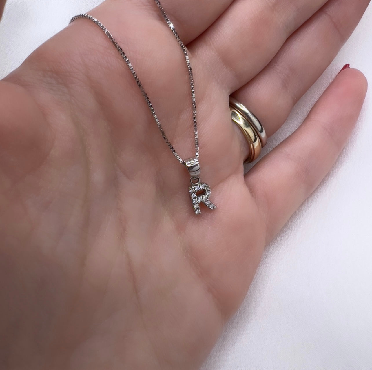 Collana iniziale zirconata argento 925
