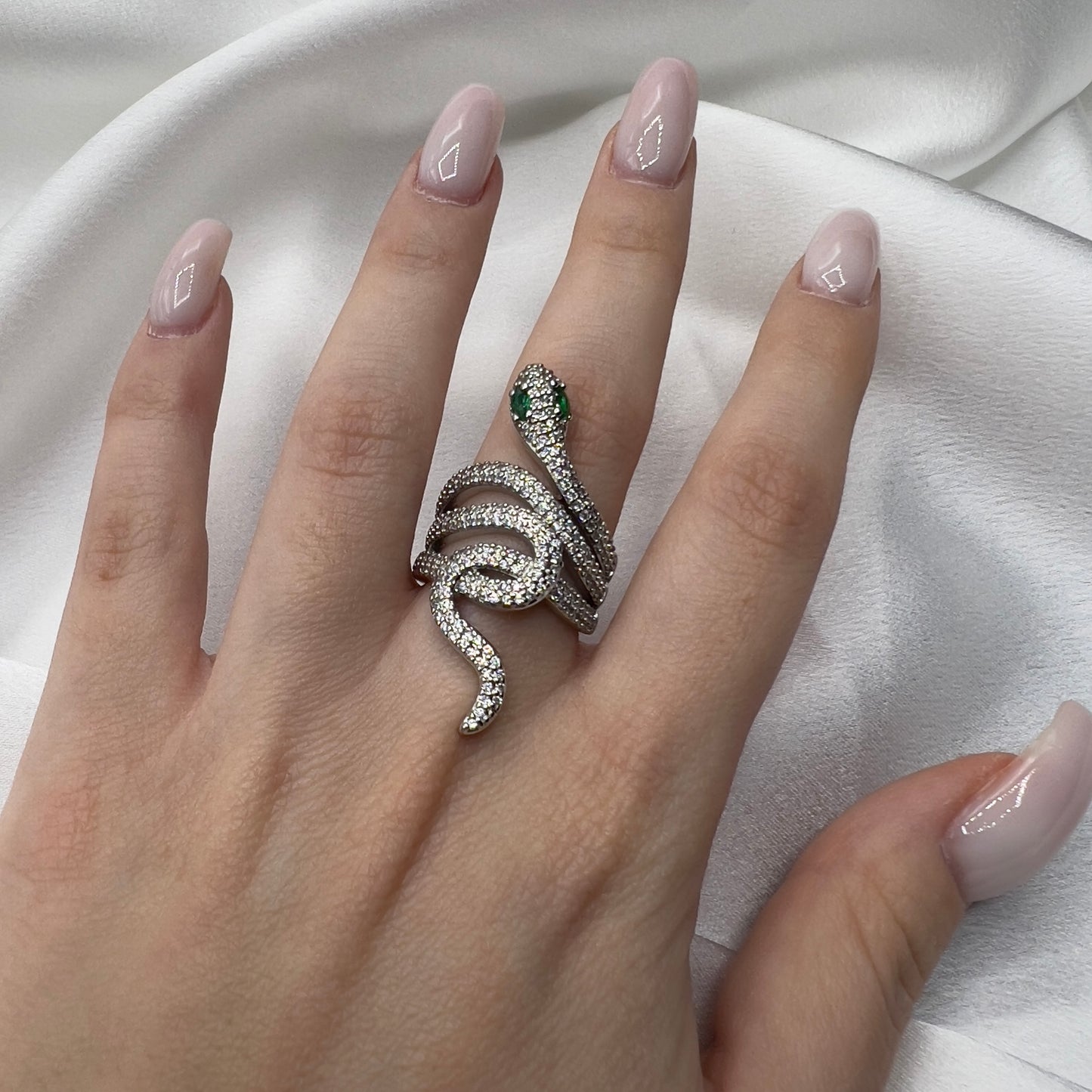 Anello serpente zirconato acciaio chirurgico