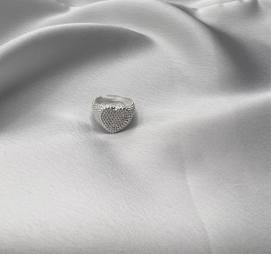 Anello cuore puntinato argento 925