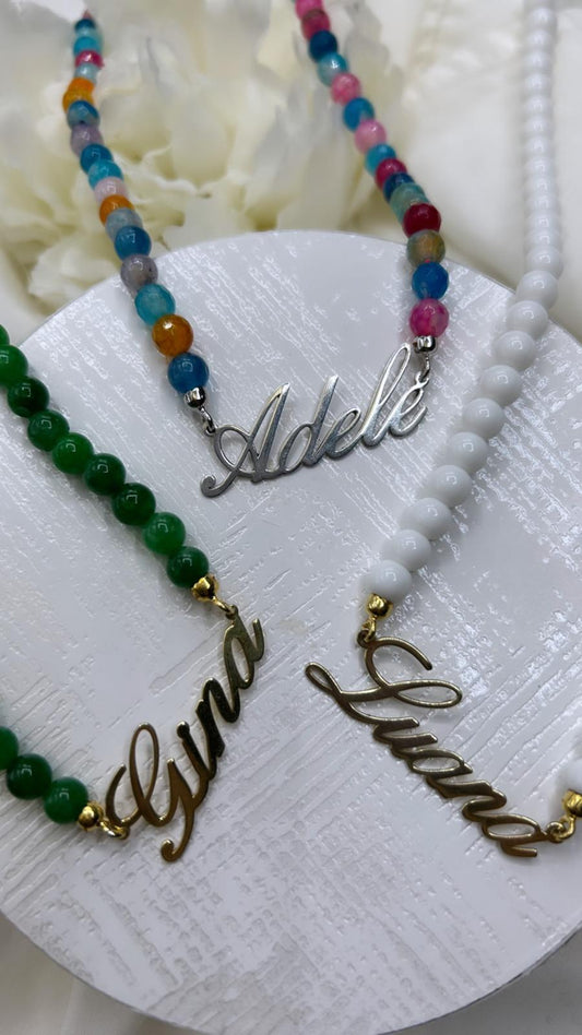Collana perle con nome argento 925