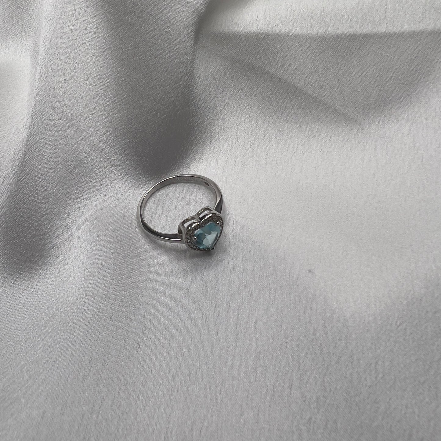 Anello cuore acquamarina argento 925