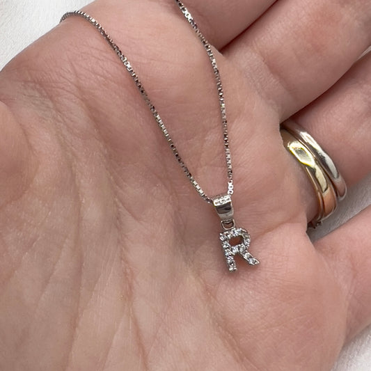 Collana iniziale zirconata argento 925